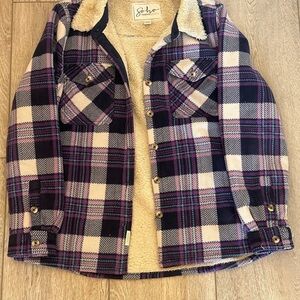 Soho Purple Plaid Sherpa-Lined Kids Jacket